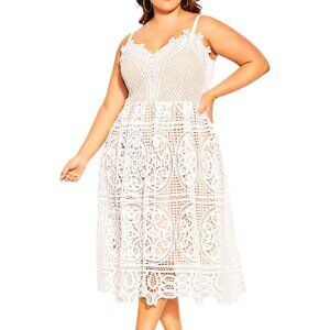 City Chic White And Tan Lace Fancy Free Dress Women's Size 20